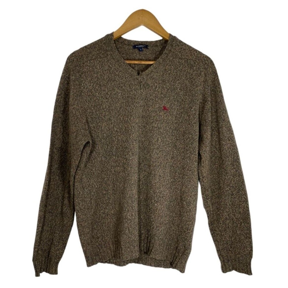 Burberry London Men's Size Medium Pure New Wool Long Sleeve V-Neck Sweater